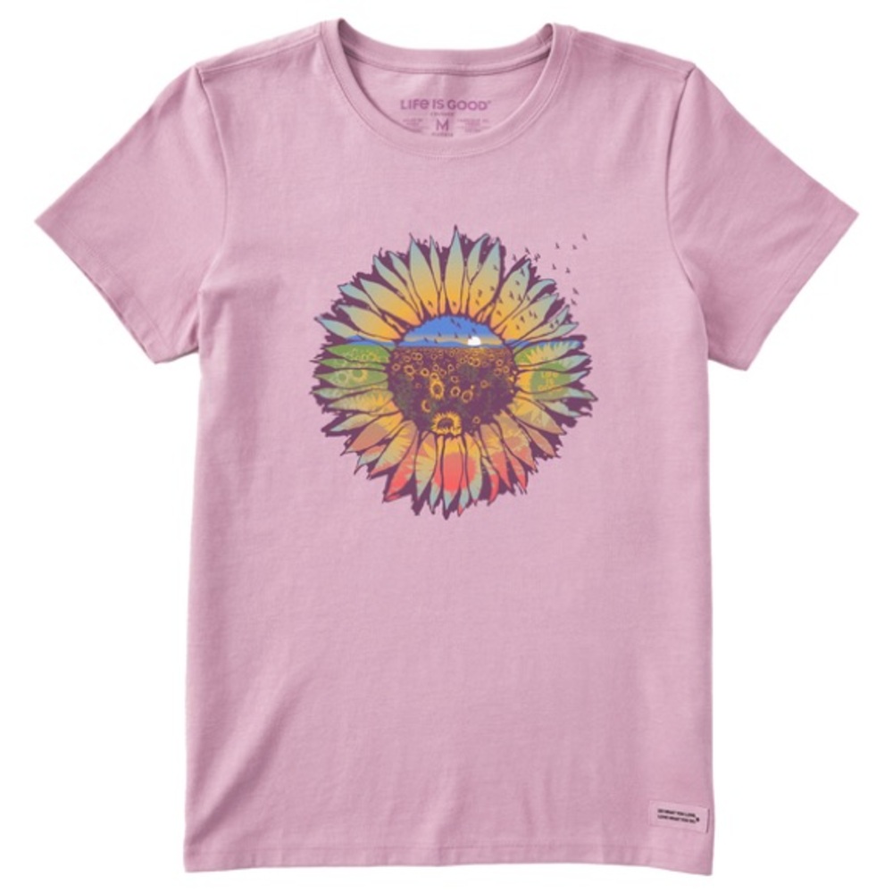 NWT Life is Good Sunflowerscape Crusher Tee Violet Purple